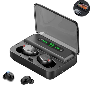 

TWS Bluetooth Earphone Stereo Wireless Earphones Sport Bluetooth Headphones with Dual Mic LED Display Phone Holder Power Bank