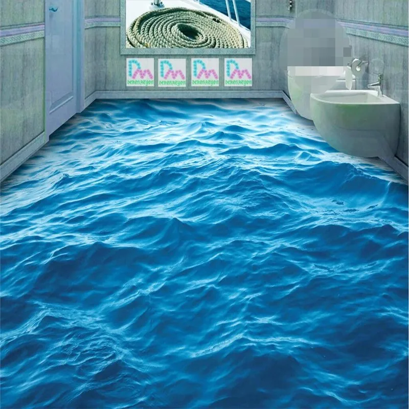 Modern-Custom-floor-painting-wall-mural-HD-deep-blue-sea-waves-ripple-non-slip-waterproof-thickened