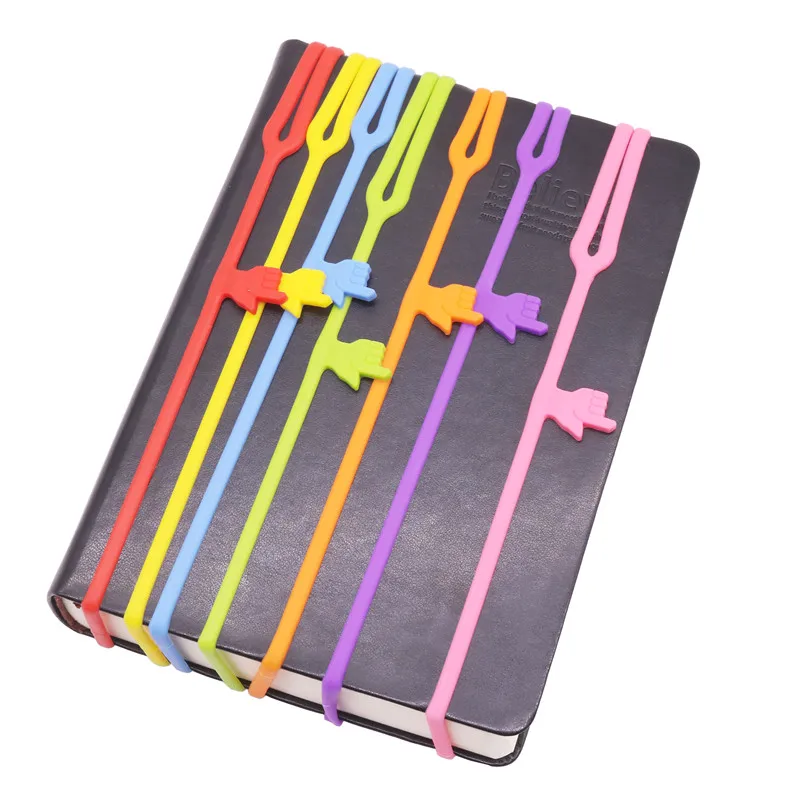 Flexible bookmark Learning Stationery Unique Creative Silicone Finger Pointing Bookmark Elasticity Book Mark 10 Pcs bookmarks stationery supplies,silicone bookmark