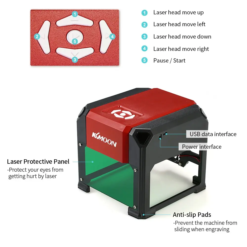 KKmoon 3000 МВт USB Настольный лазерный гравировальный станок Сделай Сам резьба гравер ремесленные инструменты для сжигания древесины CNC станок для лазерной резьбы