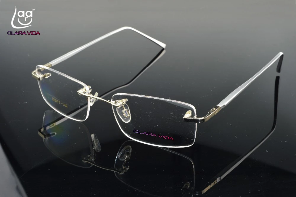 

2019 Eyeglasses Glasses New Rimless Titanium Leg Glasses Frame Custom Made Optical Myopia And Reading Lens +1+1.5+2+2.5to+8