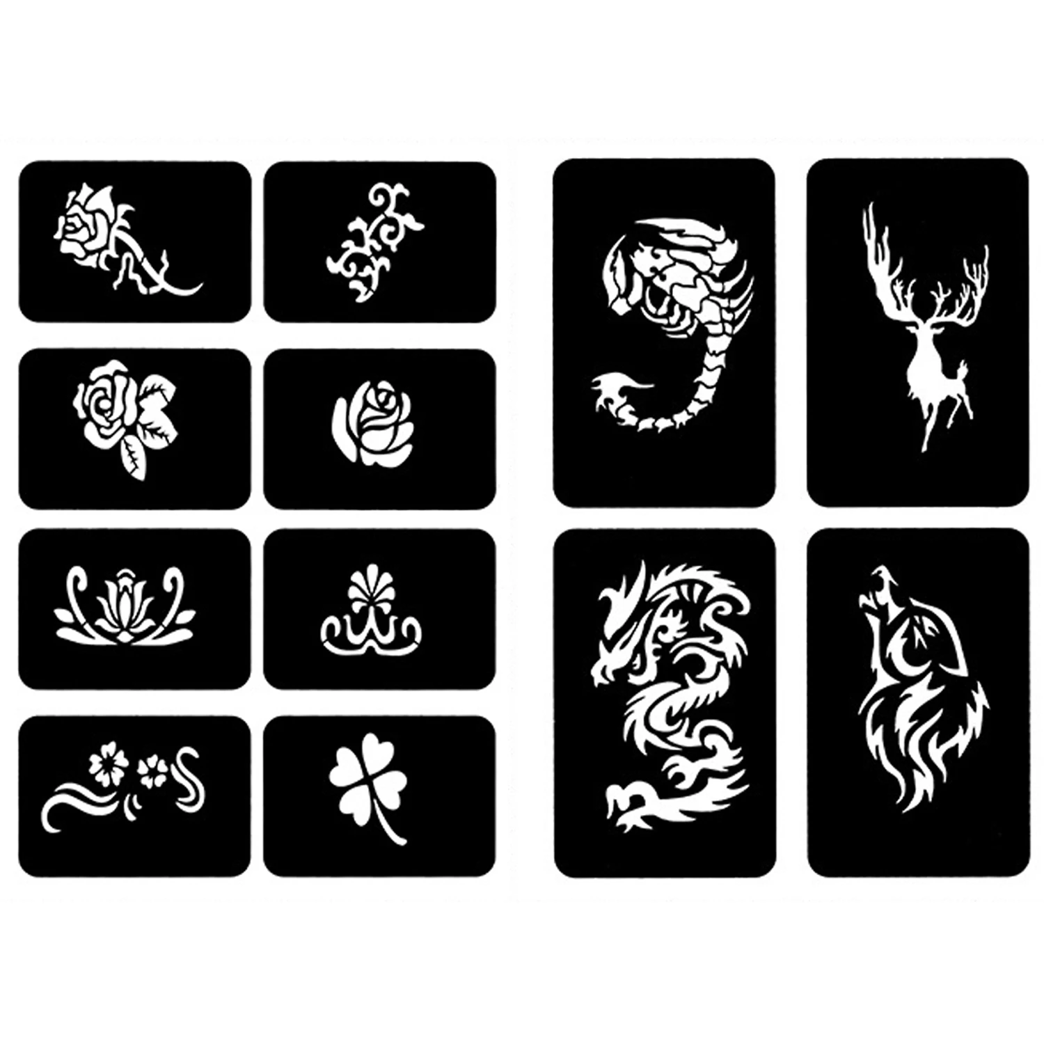 10 листов многоразовые Татуировки Временный Трафарет Шаблон для хны Аэрограф лицо Краски рисунок Скрапбукинг случайный Стиль