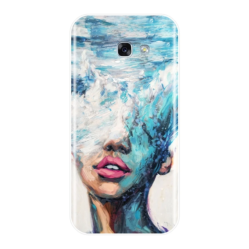 Чехол для телефона Samsung Galaxy A5 A7 2018 A6 A8 Plus Art Girl мягкий силиконовый чехол накладка A3