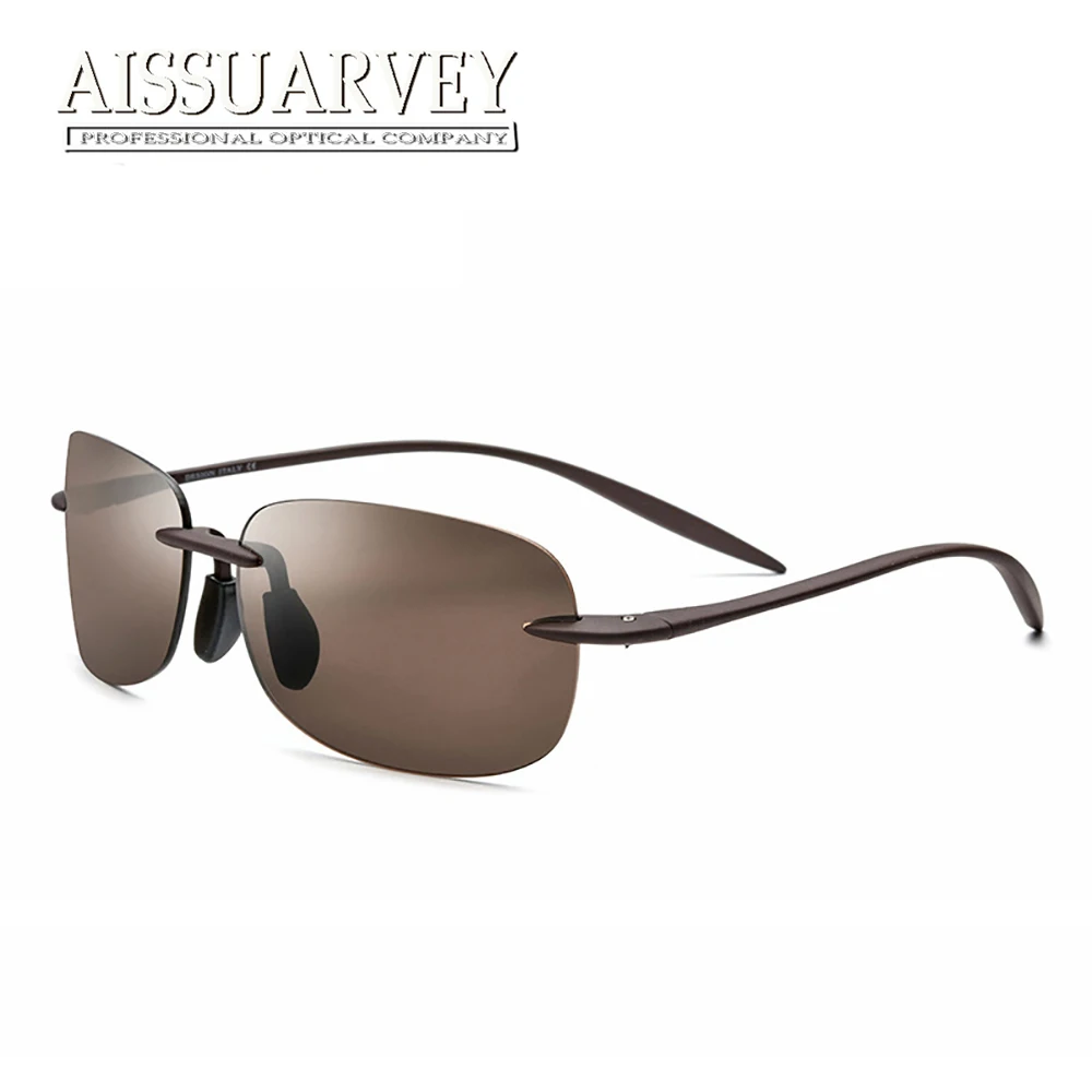 

2019 Fashion Brand Rimless Polarized UV400 Sunglasses for Man Rectangle High Quality Polarizing Driving Sun Glasses for Men Male