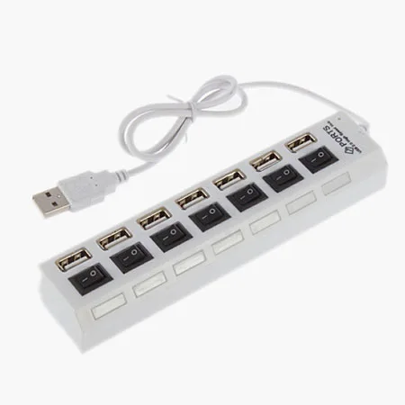High Speed 480Mbps 7 Port USB 2.0 Hub USB Splitter Adapter Port For Laptop PC Computer Peripherals Accessories w/ On/OFF Switch