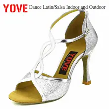 YOVE стиль w167-4 танцевальная обувь Бачата/Сальса крытый и открытый Женская танцевальная обувь