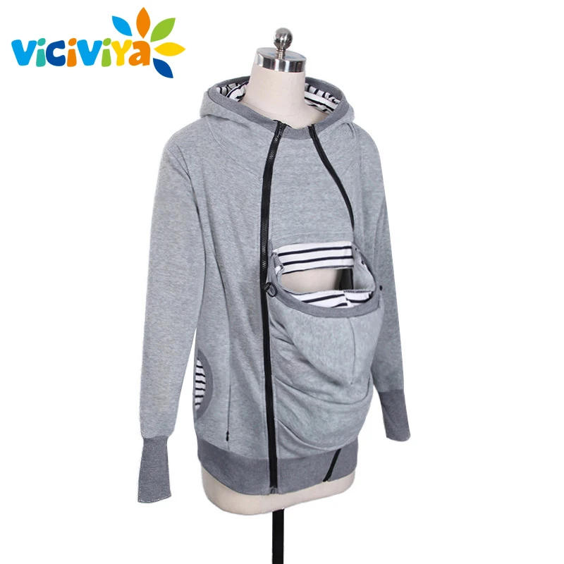 Women Sweatshirts font b Baby b font Carrier Wearing Hoodies Three Features Zipper Coat Kangaroo Hoodie