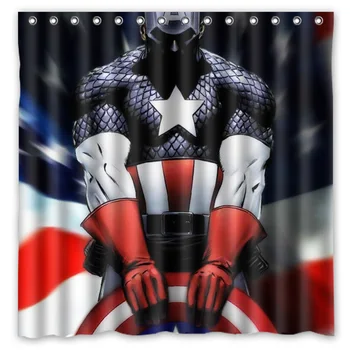 

Bathroom Products Polyester Fabric Captain America Printed Shower Curtains Waterproof&Washable Bath Curtains 72"x72"