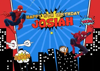 

custom happy birthday super hero spider man night city cartoon photo background photography backdrops quality vinyl