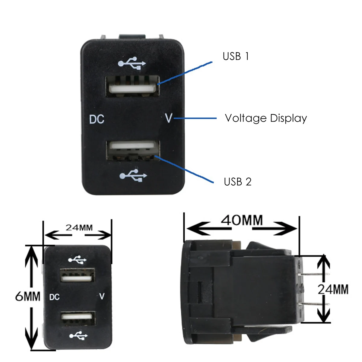 60 м кабель 2 USB порта USB Автомобильное зарядное устройство с цифровым дисплеем для Honda 12 В/24 В адаптер красный/зеленый/синий на выбор