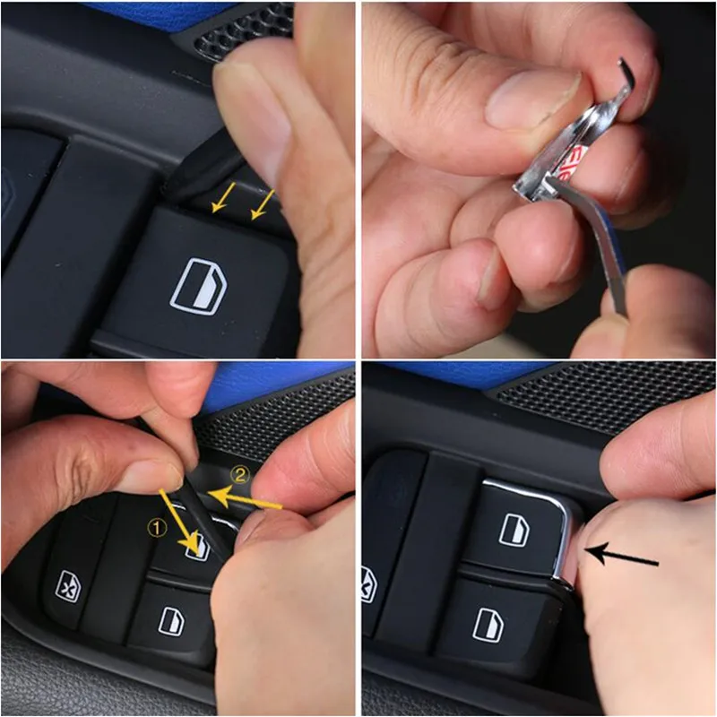 Стеклоподъемник для автомобиля, кнопки переключения, украшение, пайетки, внутренняя отделка подлокотника двери, Хром ABS для Audi A3 8V 2013