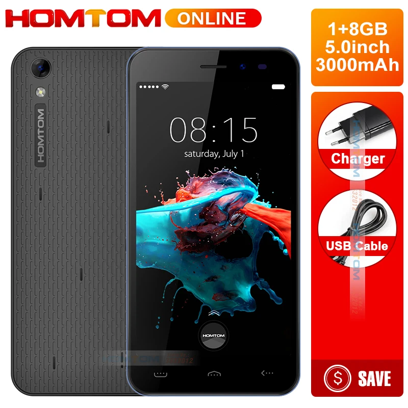 

Original Homtom HT16 Smartphone MT658 Quad Core 1GB RAM 8GB ROM Mobile Phone 5MP Camera Android 6.0 Cell phone