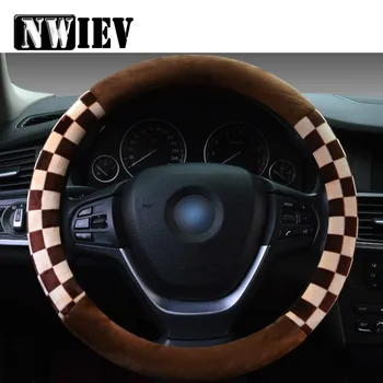 

NWIEV Winter car plush universal steering wheel cover For Opel Astra H J G Insignia Jeep Renegade Wrangler Mitsubishi lancer asx
