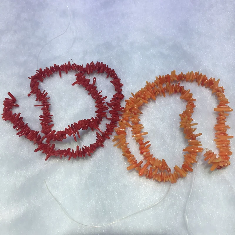 

JYX Lovely long coral handmade material 4-10mm Sea Bamboo Coral String Loose Beads Jewelry Gift 16" DIY material 2 strings