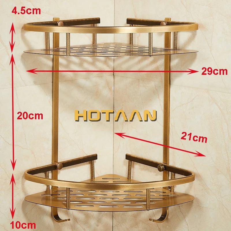 Настенная античная отделка, Алюминиевая Полка для душа, шампуня, корзина, держатель, модный двойной слой YT-7004-B