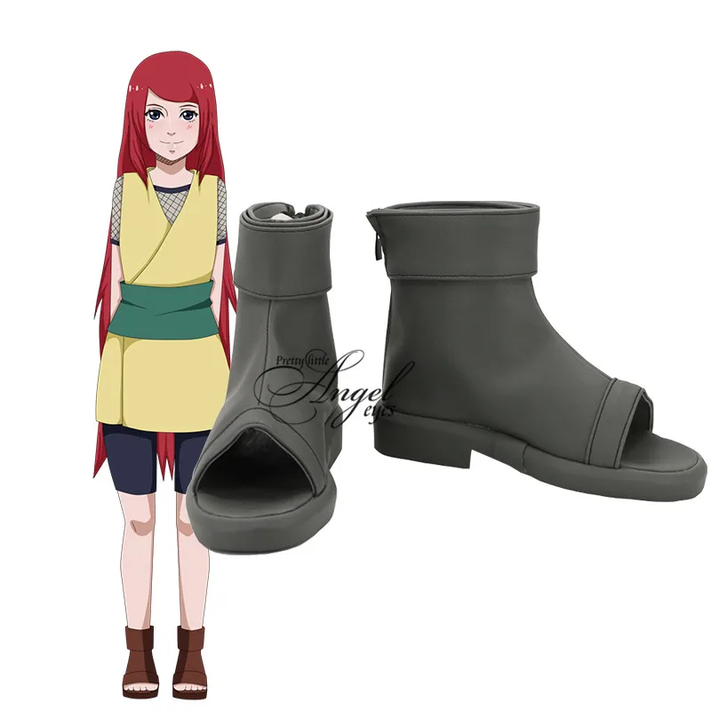 

Anime NARUTO Uzumaki Kushina Cosplay Shoes Grey Leather Boots Customized Size