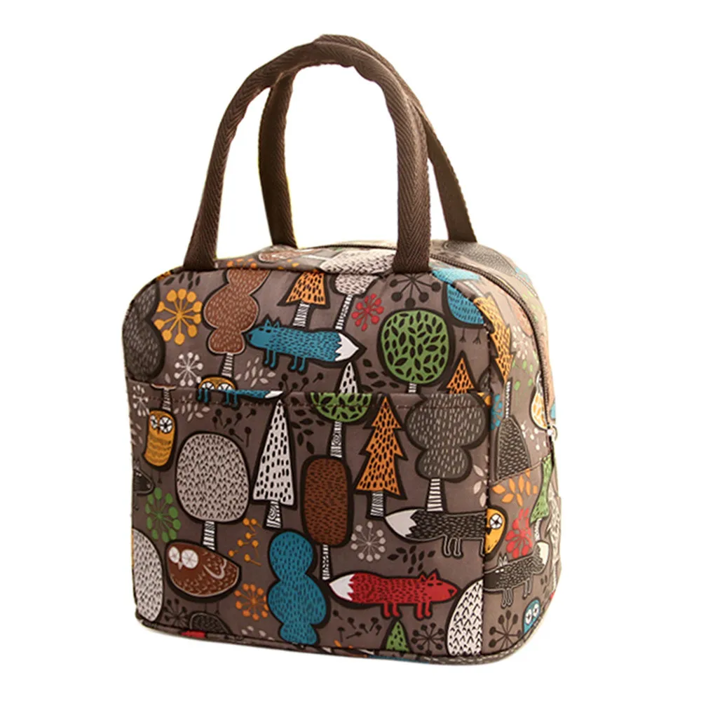 Портативная сумка для хранения пикника для путешествий, цветочный Термоизолированный сумка для обеда контейнер для пищевых продуктов, сумка через плечо