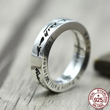 

100% sterling silver ring personalized fashion jewelry punk retro style letters simple and elegant style 2018 new gift to send