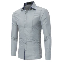 Бренд, модная мужская рубашка с длинными рукавами, топы с двойным воротником, с рукавами, с заплатками, повседневная мужская одежда, рубашки, тонкая мужская рубашка