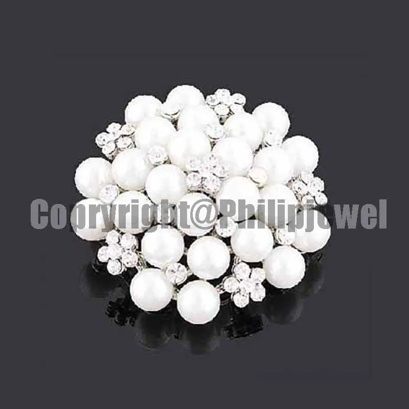 25mm Crystals pearl metal domed floral charm decorative flatback buttons wedding gift ornament accessories 12pcs x