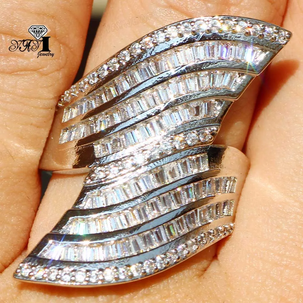 YaYI Jewelry Princess Cut 7.6 CT White Zircon Silver Color Engagement Rings wedding Heart Rings Girls Party Rings Gifts 869