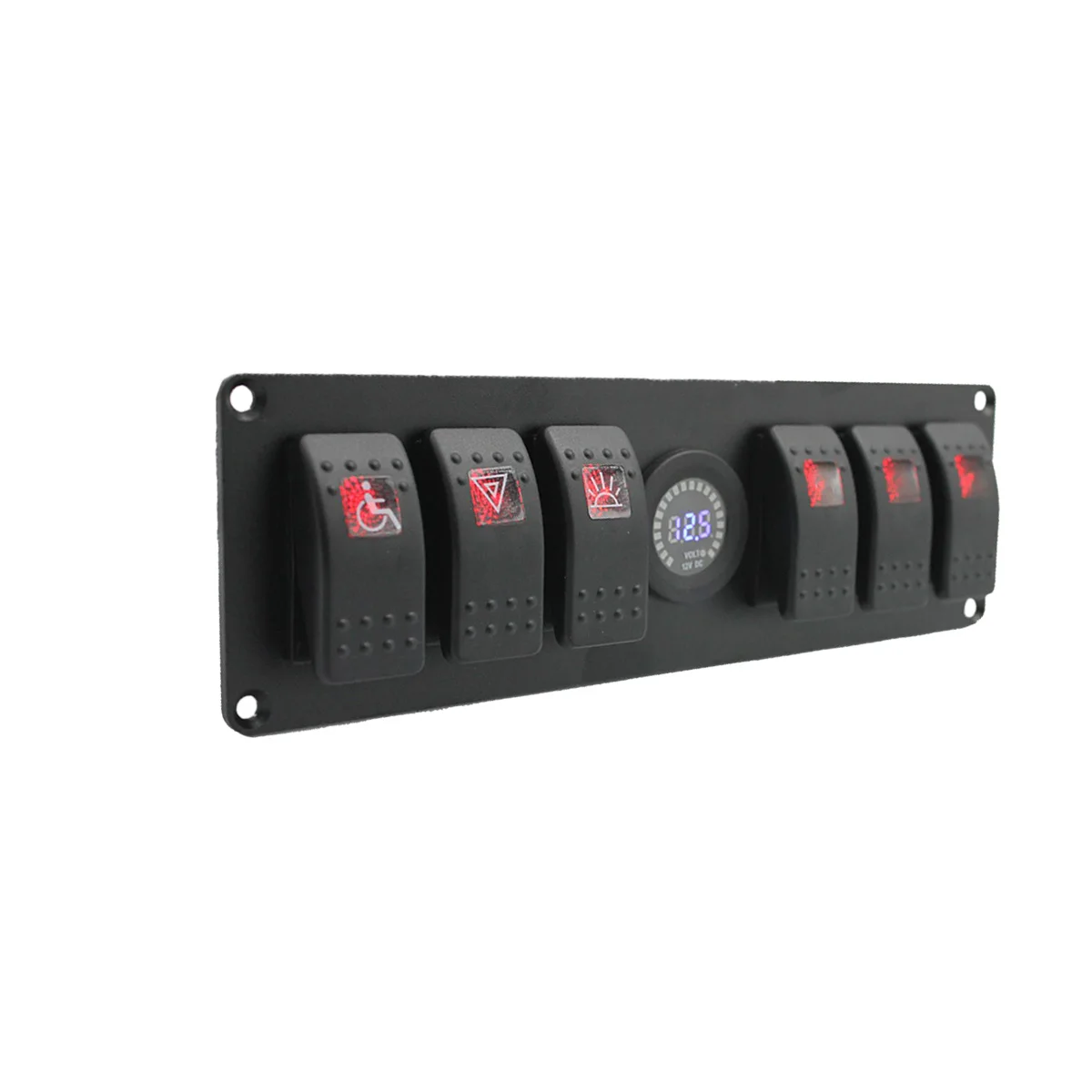

Car Rocker Switch 12V 3P Red LED light Switches Panel with Digital Voltmeter 5V-15V RV Yacht Marine Boat Bus Truck Accessory