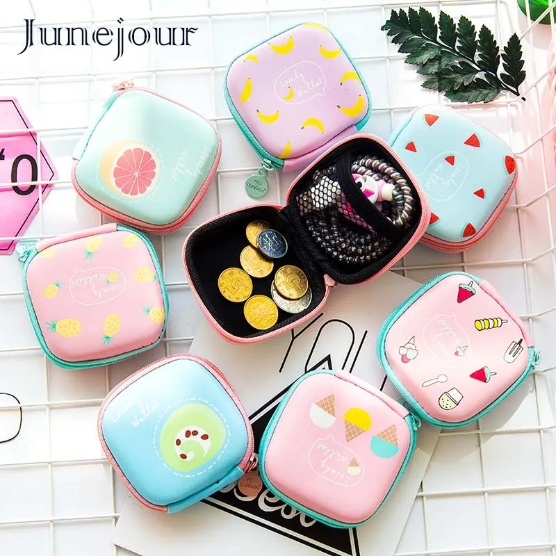 

Junejour Square PU Earphone Holder Case Wire Data Line Cables Storage Box Container Coin Headphone Protective Box Earbuds Pouch
