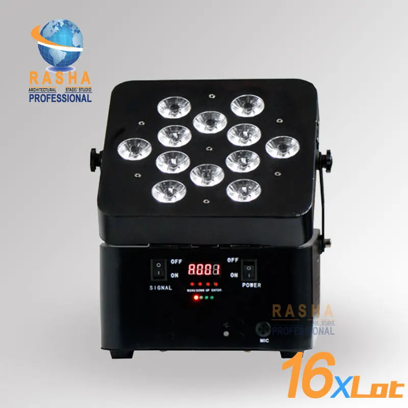 

16X LOT Best Selling 12*18W 6IN1 RGBAW UV Freedoom Hex Battery Powered Wireless Par Profile LED Slim Par Can,8-10hours Backup