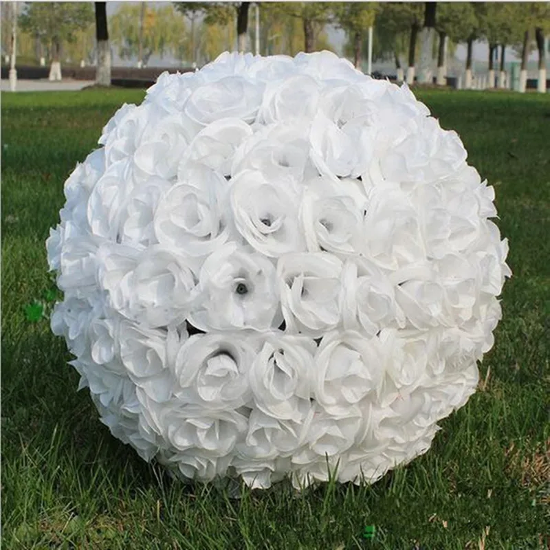 

16 " 40 CM Artificial Encryption Rose Silk Flower Kissing Balls Hanging Ball For Wedding Party Centerpieces Free Shipping