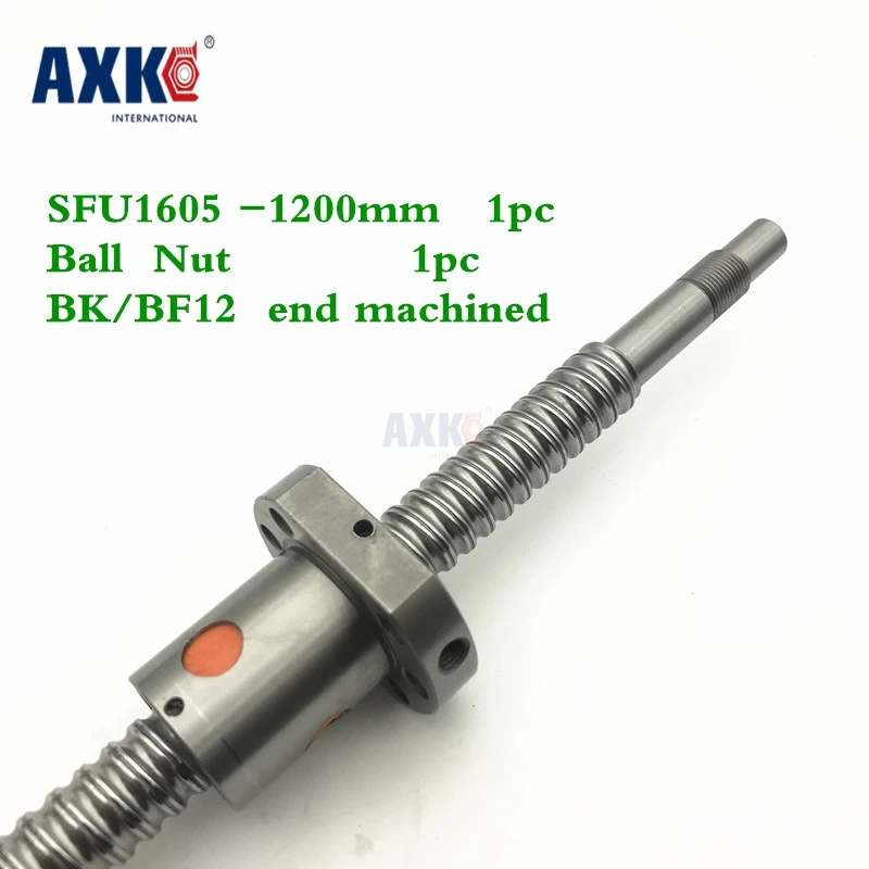 Axk Free Shipping Sfu1605 1200mm Rolled Ball Screw C7 Grade With 1605 Flange Single Ball Nut For Bk/bf12 End Machined Cnc Parts