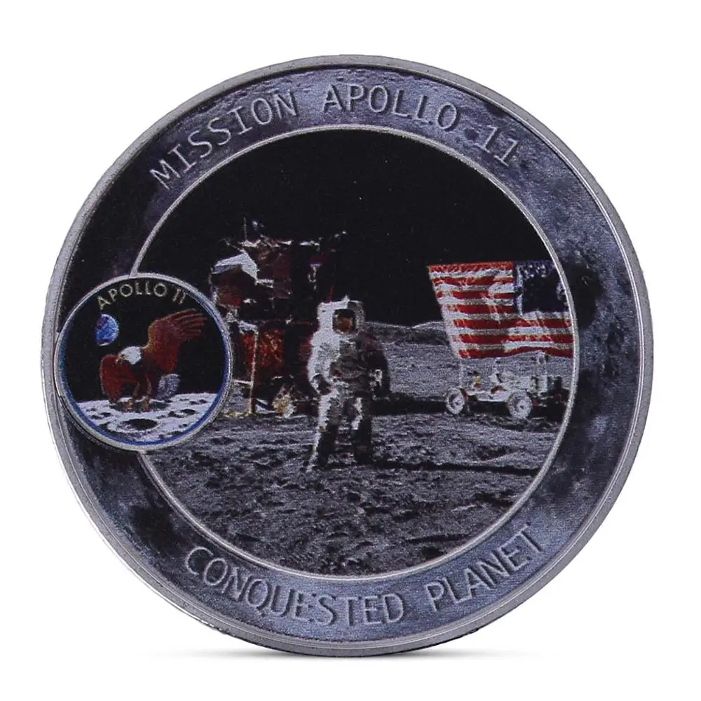 Меркурий Близнецы Аполлон 50-летия памятная монета США космонавты на Луне следа коллекционные монеты Li - Цвет: Светло-желтый