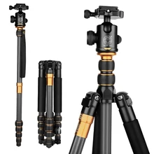 Qingzhuangshidai Q666C Professional Photography Carbon Fiber Camera Tripod Monopod with Ball head Traveling For DSLR Canon Nikon