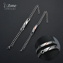 UZone уникальный любовь пара браслет из нержавеющей стали саржа прозрачная кристальная буква смелый браслет для женщин мужчин par de pulsera