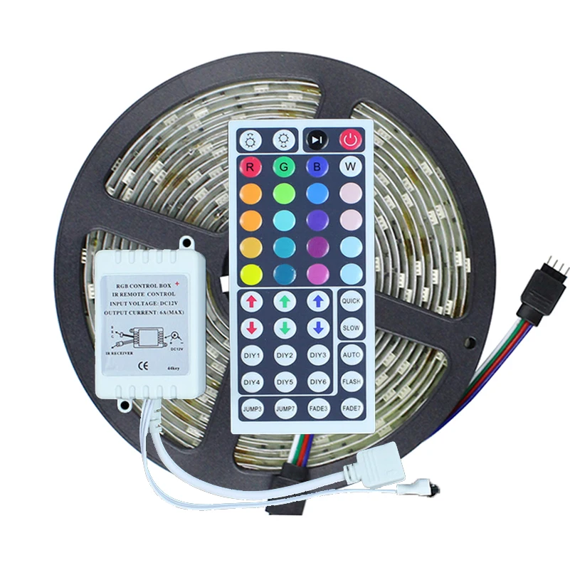5 м Светодиодная лента 5050 RGB 150 светодиодов Водонепроницаемый IP65 DC12V с 44Key пульт