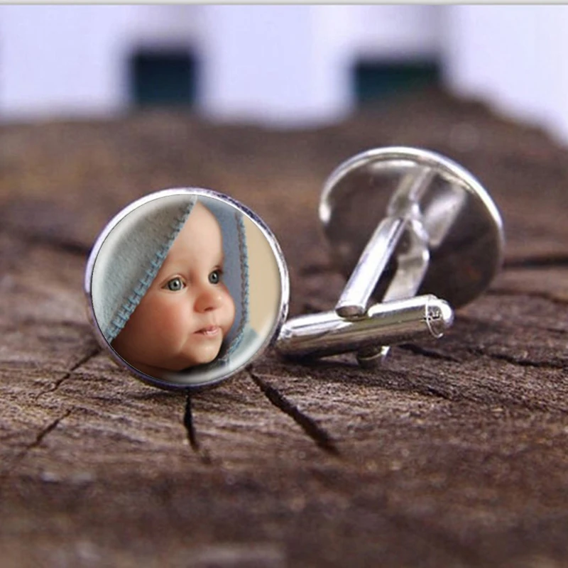 

Personalized Photo Cufflinks Photo of Your Baby Mum of the Child Grandpa Parent Well-Loving Gift for a Member of the Gift Family
