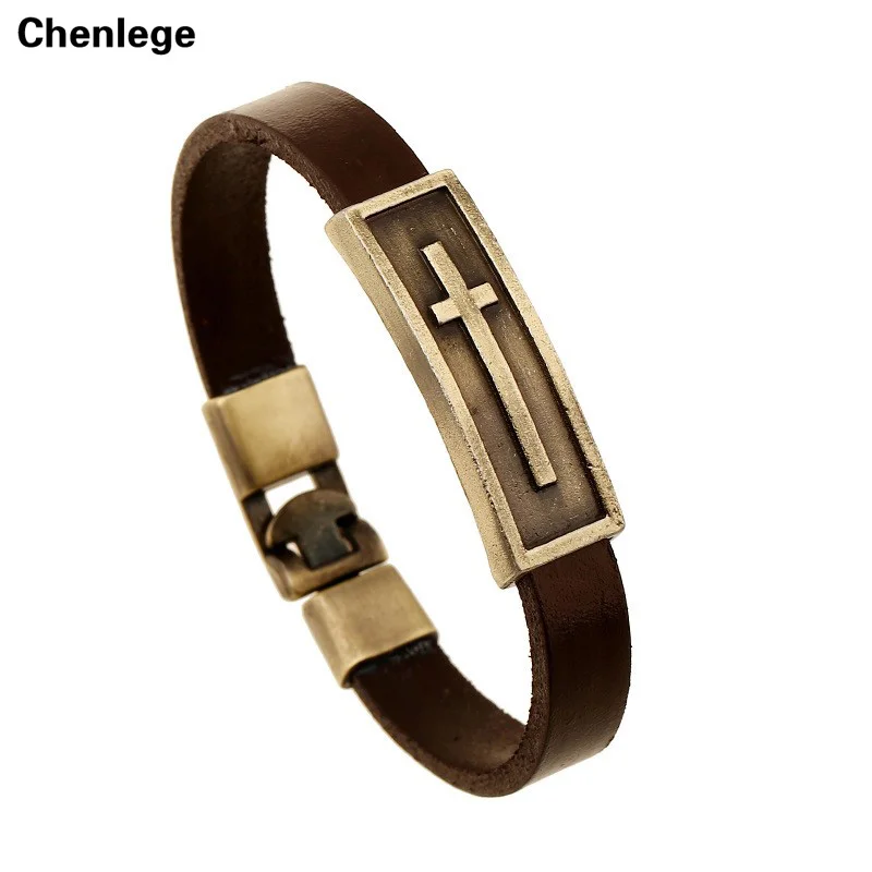 Buy classic men's cross 100 leather bracelets with