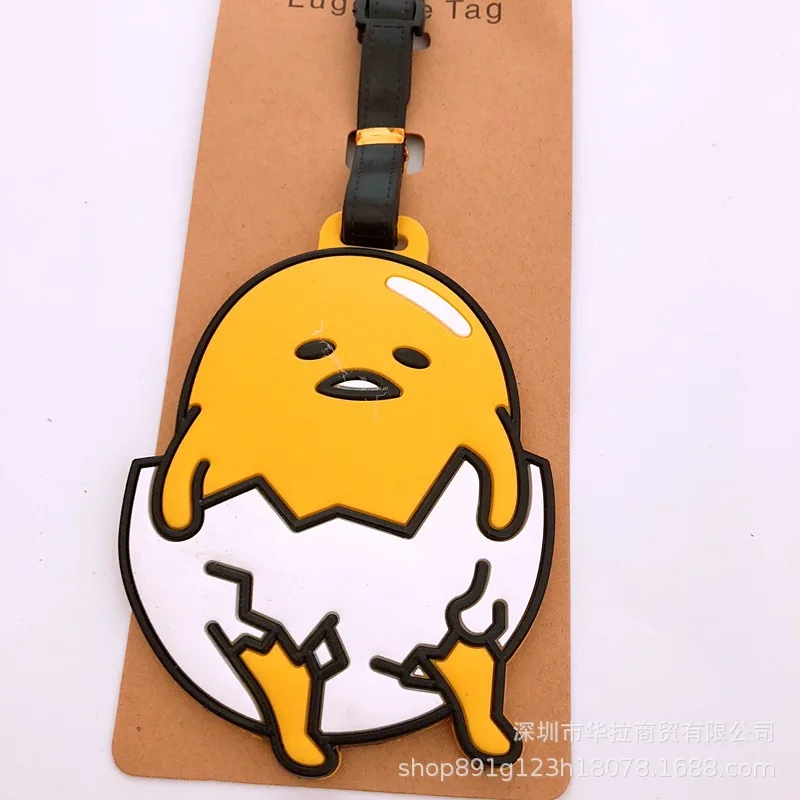 

Lazy Gudetama Luggage Tag PVC Pendants Portable Travel Label Suitcase ID Address Holder tags anime new Unisex