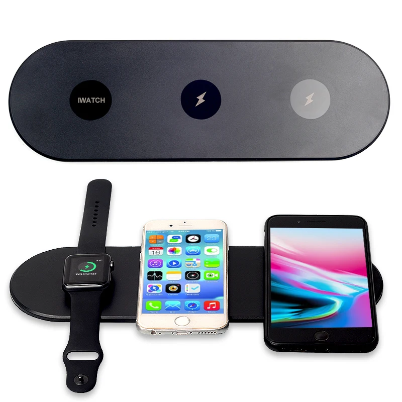 

Wireless Charger 3-Coils Fast Charging 9V1A For apple watch 1 2 3 4 for wireless charger pad for For iPhone Xs Max Xr 8 Plus