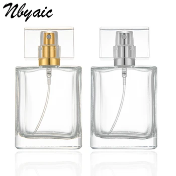 

1Pcs 30ml 50ml perfume bottle Glass Refillable Perfume Bottle With Metal Spray &Empty Packaging glass perfume bottles with spray