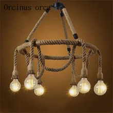 The Nordic country retro restaurant cafe bar chandelier rope winding creative ceiling lamps Industrial wind Postage free nordic simple american village retro lotus led chandelier restaurant bar cafe glass ceiling lamps free shipping