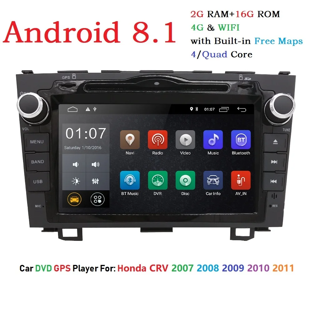 

Android 8.1 8Inch 2Din Car Radio DVD Quad Core Stereo GPS Multimedia Player For Honda CRV 2007 2008 2009 2010 2011 DAB TPMS WIFI