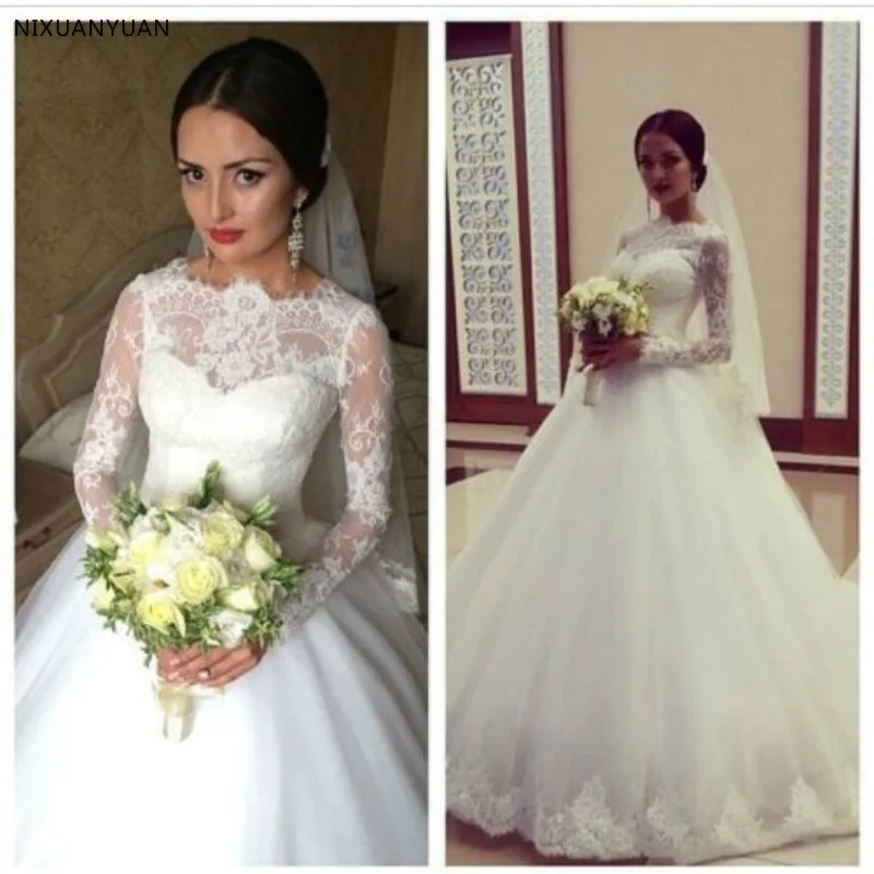 Винтаж Vestido De Noiva 2021 мусульманские свадебные платья бальное платье Тюль с длинным