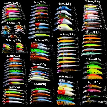 

113Pcs/Lot Artificial Fishing Lures Hard Bait Mixed 16 Models Minnow Pencil Popper Crankbait Lifelike Carp Fish Lure