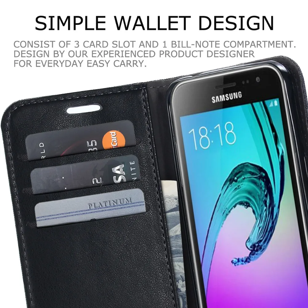 Denim кожа флип чехол для Coque Samsung Galaxy J3 2016 корпус черный Hoesje кошелек телефона серый