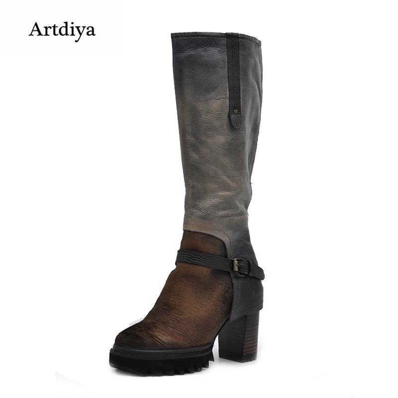 

Autumn and winter fashion vintage high-leg boots buckle high quality thick bottom high heels platform women boots women shoes