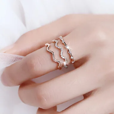 Розовое золото, волнистый дизайн, многослойные кольца для женщин, регулируемое модное Ювелирное кольцо на палец, открытый дизайн, бижутерия, подарки