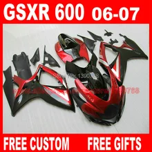 NOVO HOT fairing kit para 06 07 K6 SUZUKI GSX R 600 750 vermelho preto conjunto gsxr600 carenagens de plástico 2006 GSXR750 2007 CB35