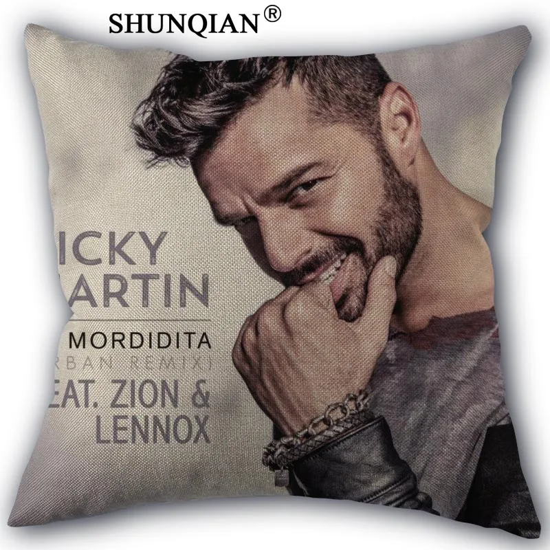 

ricky martin Pillowcase Cotton Linen Square Zippered Pillow Cover Unique Design Customize Your Picture 45x45cm one side