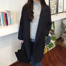 Женское шерстяное пальто с длинным рукавом и отложным воротником, верхняя одежда, куртка, новое зимнее элегантное пальто, Женское шерстяное двубортное пальто