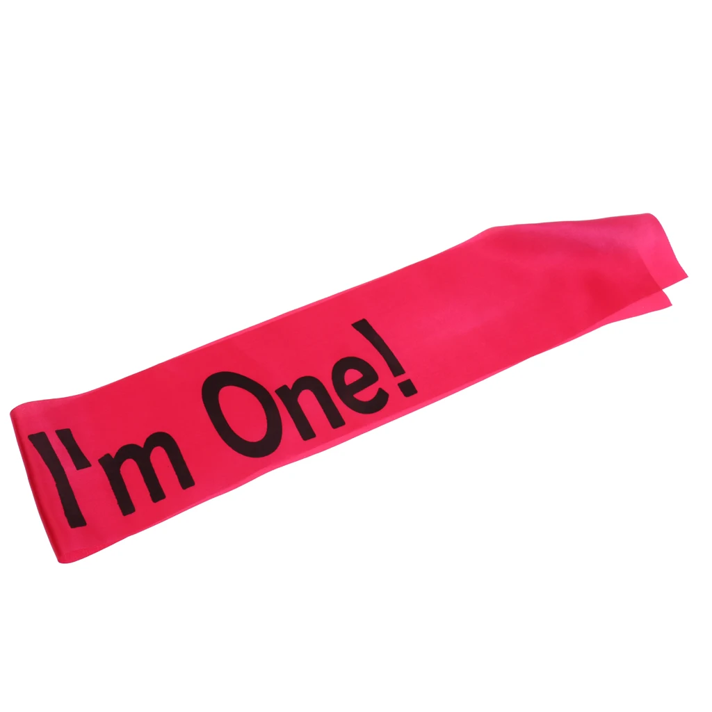 Cute I am One Satin Sash Baby Boy Girl First Birthday Decoration for Baby Shower Wedding Party Decoration Supply Gift Present